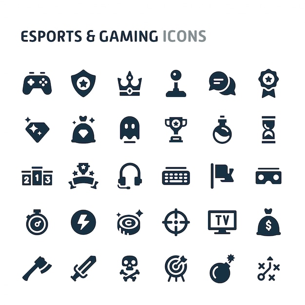 ESports & Gaming Icon Set. Fillio Black Icon Series.