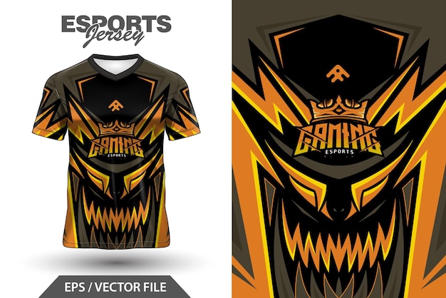 Vector esports jersey gaming design racing monster black orange