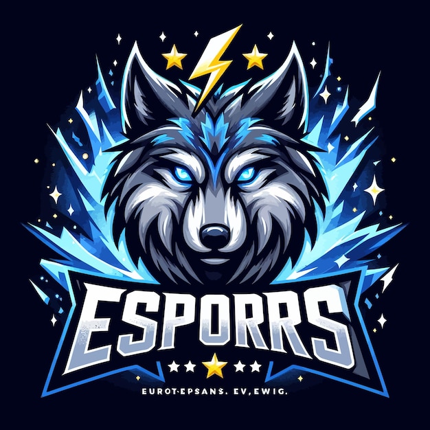 Vector an esports logo of ice bolt wolf