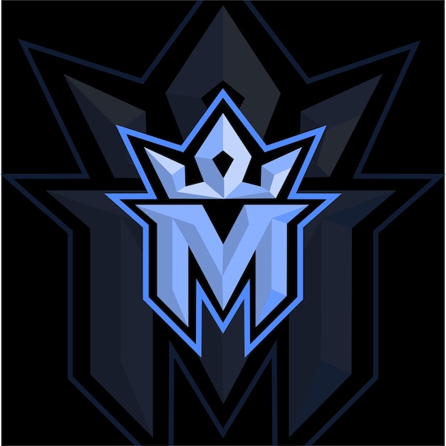 Vector esports logo letter m design initials gamer logo