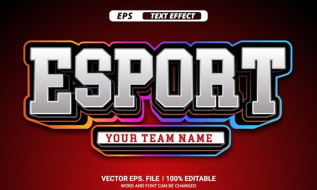 Esports ロゴ タイプ 3 d 編集可能なベクトル テキスト効果と赤い背景