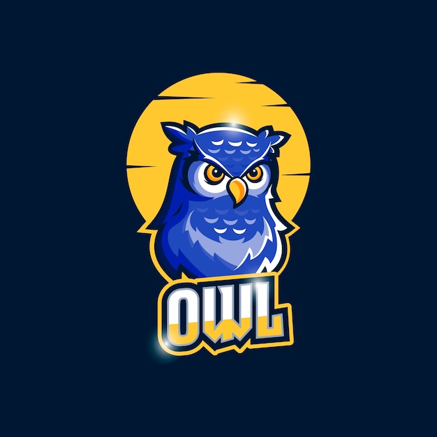 Vector esports owl logo with moon at background