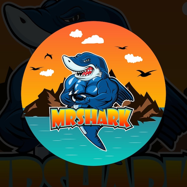 Esports Shark ゲーミング マスコット ロゴ