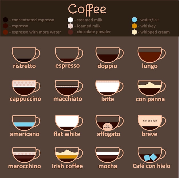 Espresso Guide Thin Line Icon Set Vector