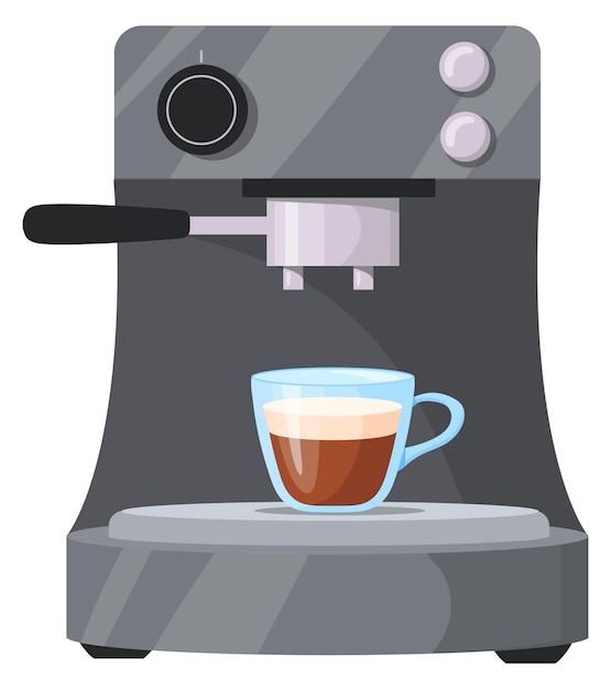 Espresso machine cartoon icon Cafe hot drink maker isolated on white background