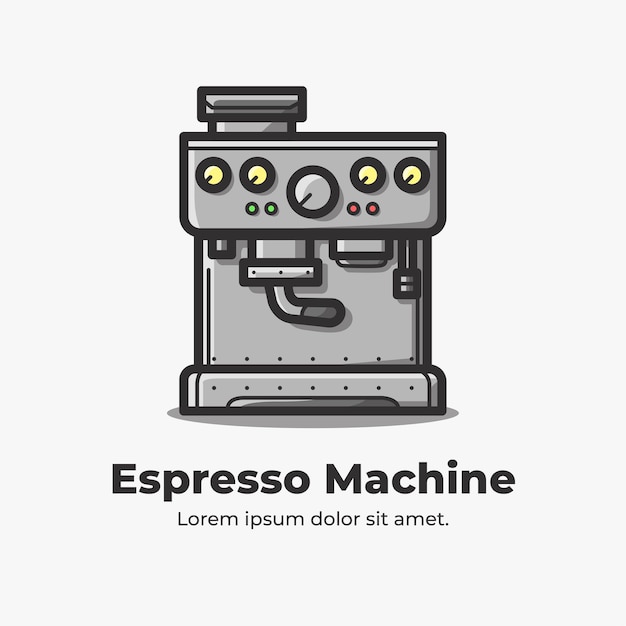 Illustrazione del fumetto piatto carino macchina per caffè espresso