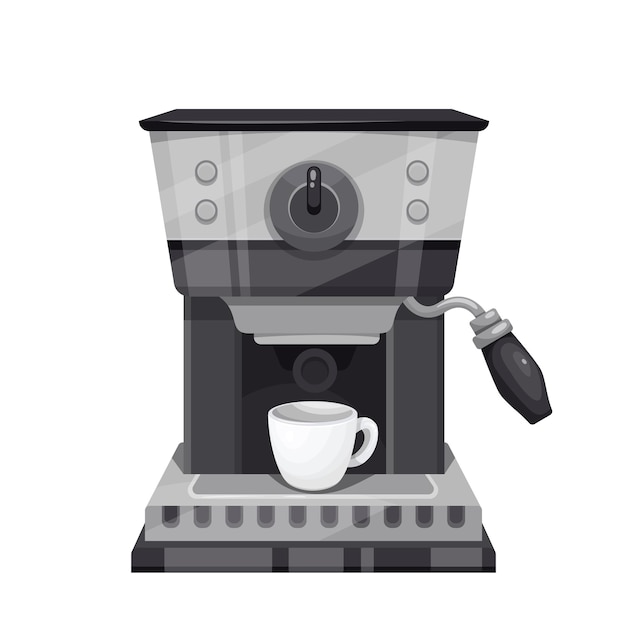 Vector espresso machine vector icon coffee maker with cup illustration in cartoon style