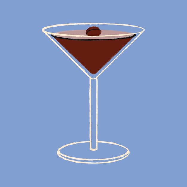 Vector espresso martini cocktail platte vectorillustratie klassieke cocktail