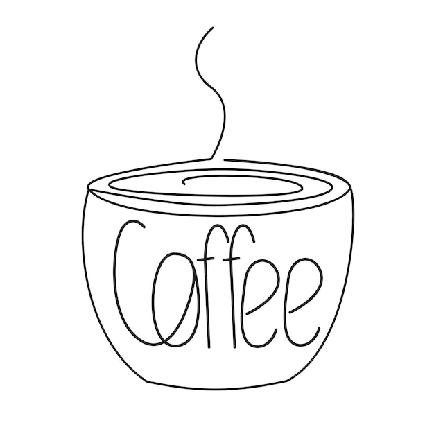 Espressokopje lijntekeningen een lijntekening van koffiekopje met belettering geïsoleerd object op witte achtergrond