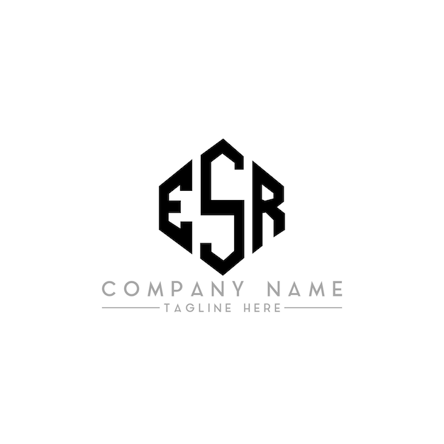 ESRのロゴのデザインはESRのポリゴンとキューブの形状でESRは6角形のベクトルロゴのテンプレート ESRは黒と白の色で ESRのモノグラムビジネスと不動産のロゴです