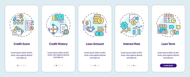 Essential lending elements onboarding mobile app screen