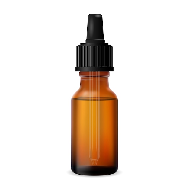 essential oil bottle. brown dropper cosmetic vial