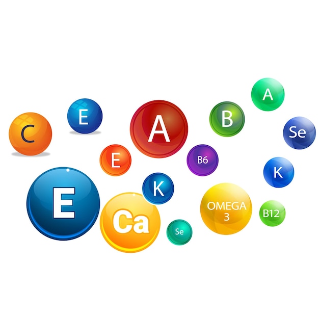 essential vitamins and minerals multi vitamin complex poster with different color glossy vitamin a