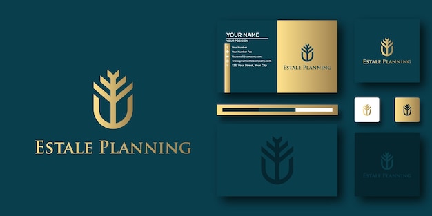 Estake Planning logo briefsjabloon met modern concept en visitekaartje ontwerp