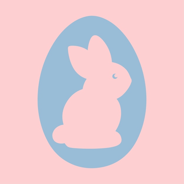 Vector ester bunny rabbit simple vector illustration in flat style pastel color