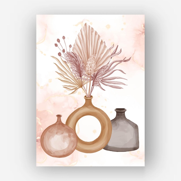 Esthetisch boho bloemenvaas aquarel behang