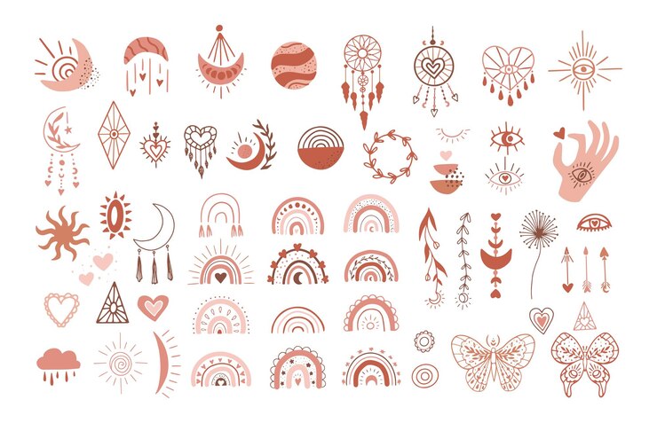 Esthetische Boheemse magische compositieset