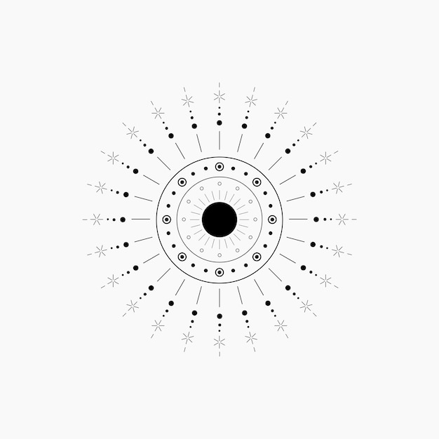 Esthetische Celestial Sun Line Art