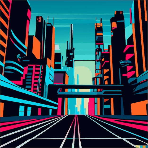 Esthetische Chaos Pixel Art Cyberpunk Stadsgezicht