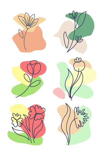 Esthetische omtrek bloemvorm ontwerp element set vector