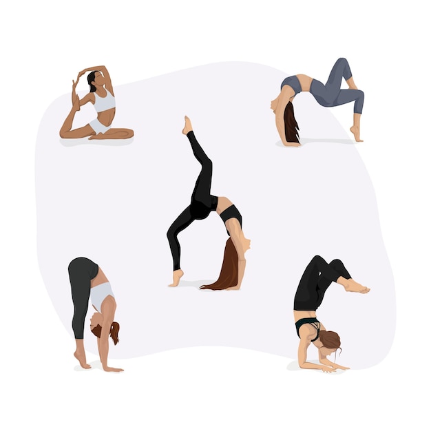 Vector esthetische yoga vormt vector met illustraties voor gezondheid en lichaam