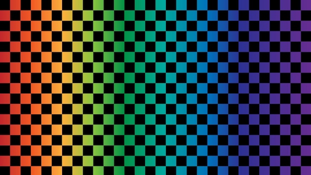 Esthetische zwarte en regenboog dambord gingham geruite geruite achtergrondillustratie perfect voor achtergrondbehang ansichtkaart achtergrondbanneromslag