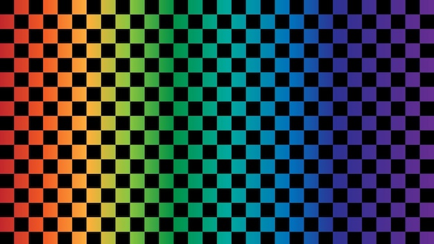 Esthetische zwarte en regenboog dambord gingham geruite geruite achtergrondillustratie perfect voor achtergrondbehang ansichtkaart achtergrondbanneromslag