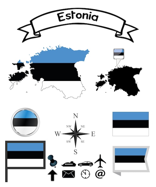 Estland Set Official Flags-collectie