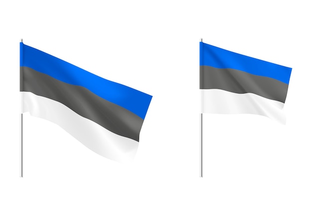 Estonia flags set of national realistic flags of estonian vector