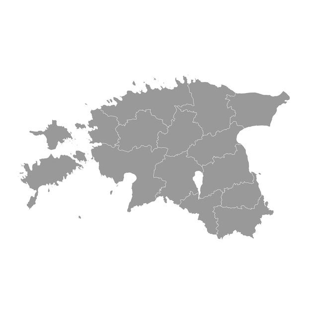 Estonia gray map with administrative subdivisions Vector illustration