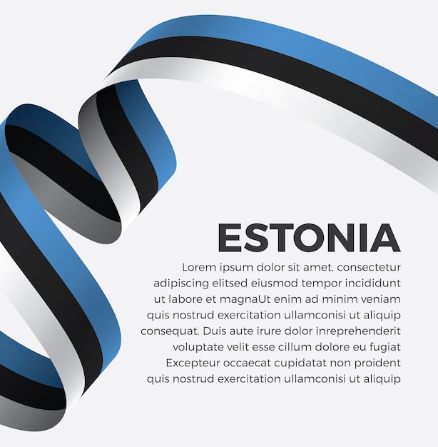 Illustrazione vettoriale di bandiera del nastro dell'estonia su uno sfondo bianco vettore premium