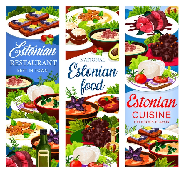 Vector estonian dishes estonia cuisine vector banners