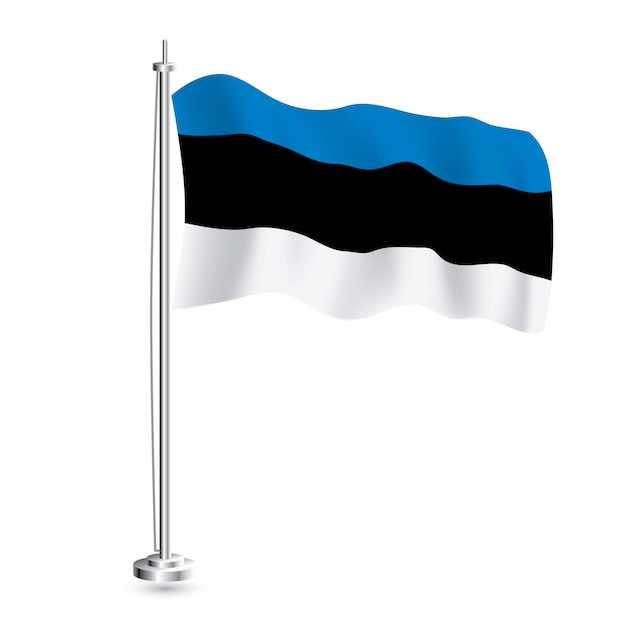 Estonian Flag Isolated Wave Flag of Estonia Country Vector Illustration