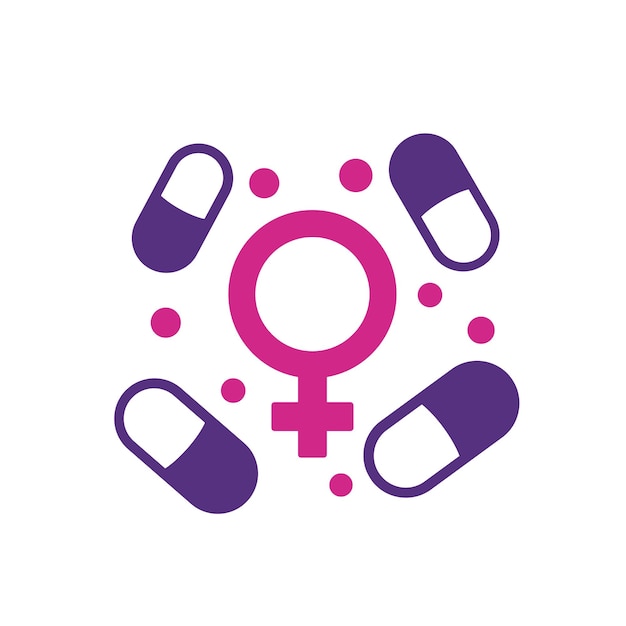 Vector estrogen therapy pills icon on white