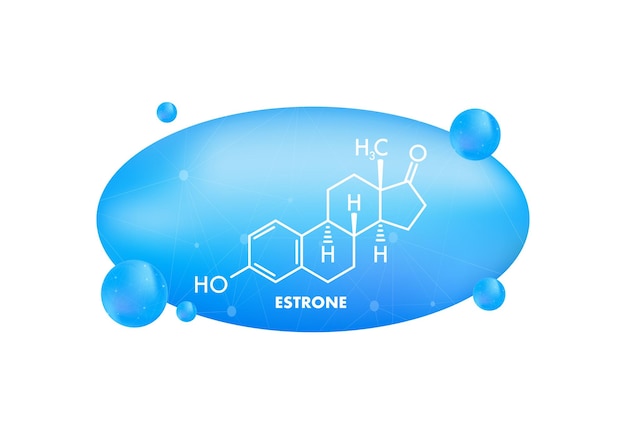 Estrone formula Estrogens vector chemical formulas Vector illustration
