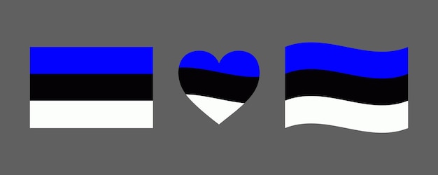 Estse vlag tekenen set. Estlandse hartvorm. Dag van het herstel van de onafhankelijkheid van Estland.