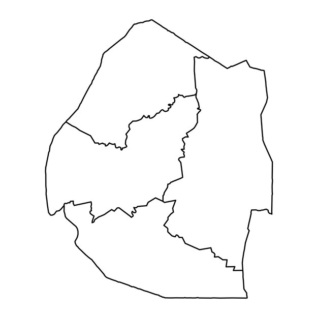 Vector eswatini map with administrative divisions vector illustration