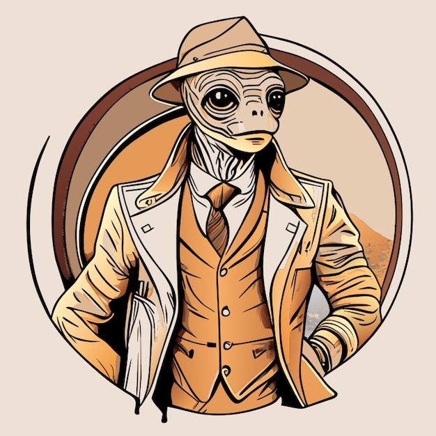 Et in a suit vector illustration