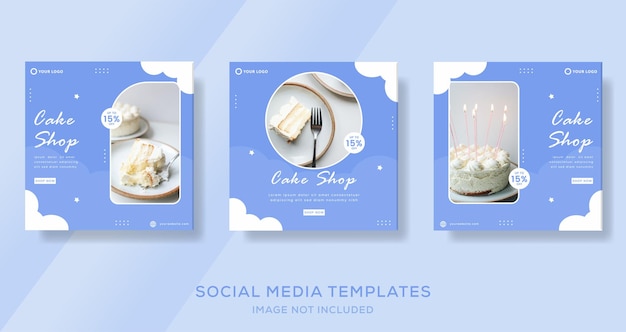 Eten cake menu-sjabloon voor spandoek voor sociale media puzzel post premium vector