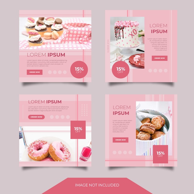 Eten culinaire social media-advertenties banner post template collection