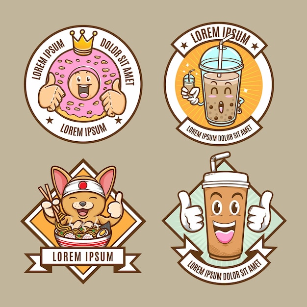 Eten en drinken drank mascotte badge set collectie