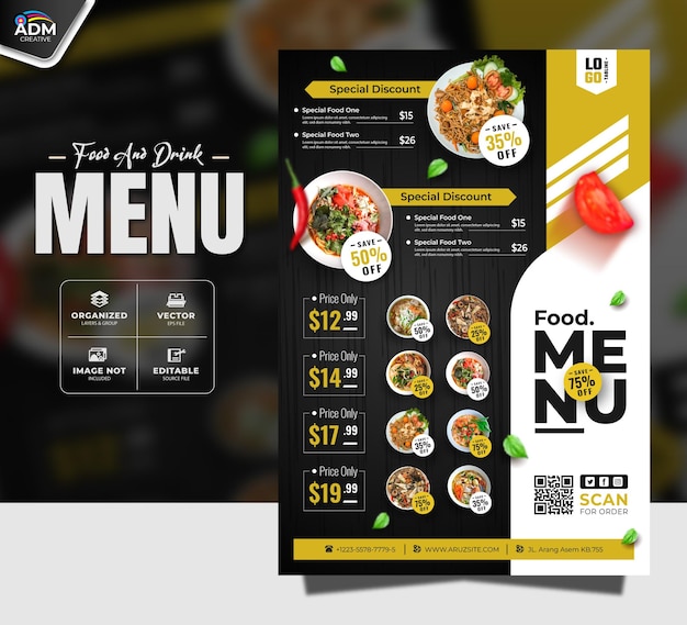 Eten en Drinken Menu Restaurant Banner En Flyer Template Promotie