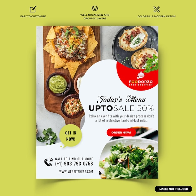 Vector eten en restaurant instagram post webbanner sjabloon vector premium vector