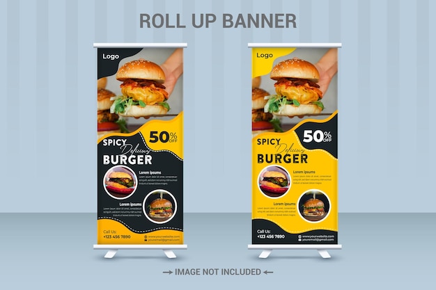 Eten en restaurant menu roll-up of x banner ontwerpsjabloon