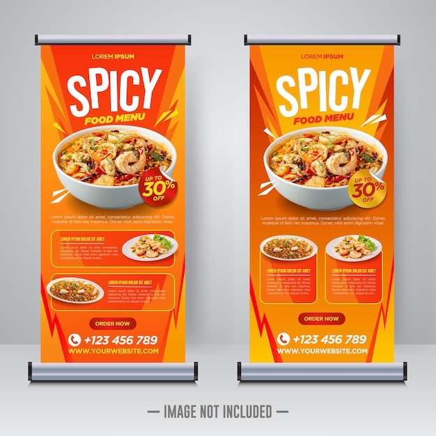 Eten en restaurant oprollen banner ontwerpsjabloon