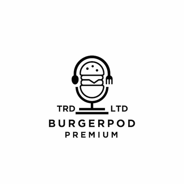 Eten hamburger podcast logo pictogram ontwerp