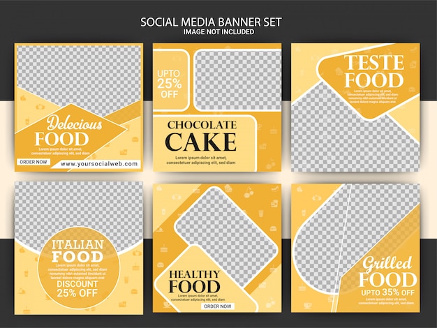 Eten Instagram post sjabloon banner set