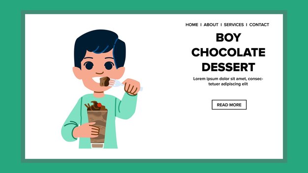 Eten jongen chocolade dessert vector