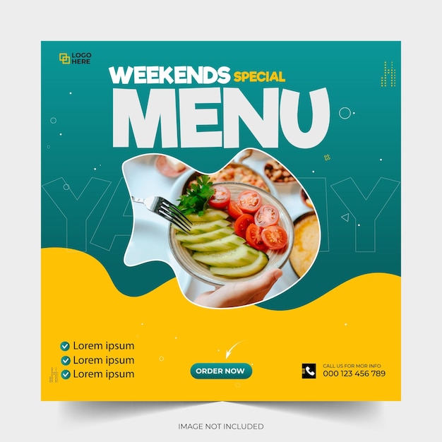 Eten menu en restaurant social media banner post-sjabloon