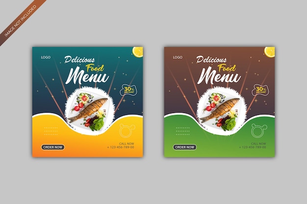 Eten menu en restaurant social media post ontwerpsjabloon